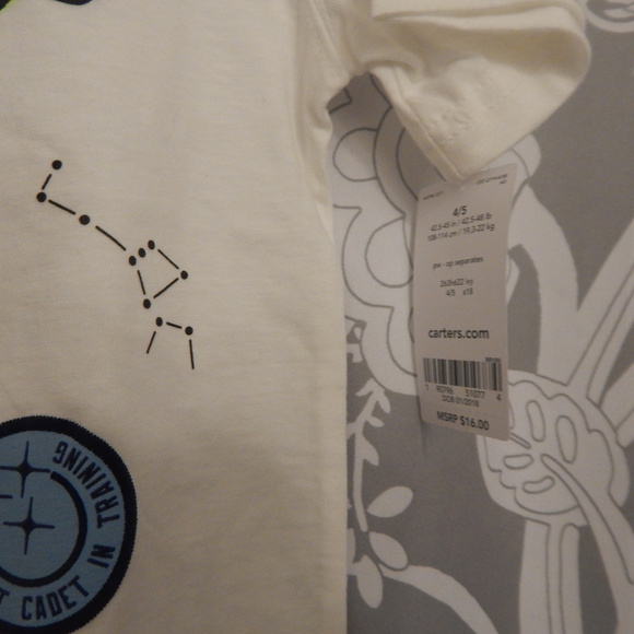 Kids Carter’s White Spaceship Graphic T Shirt - Picture 9 of 11
